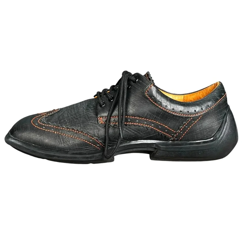 John Fluevog Men’s Charles Future Angel Black Brogue Wingtip Shoe Size US 12
